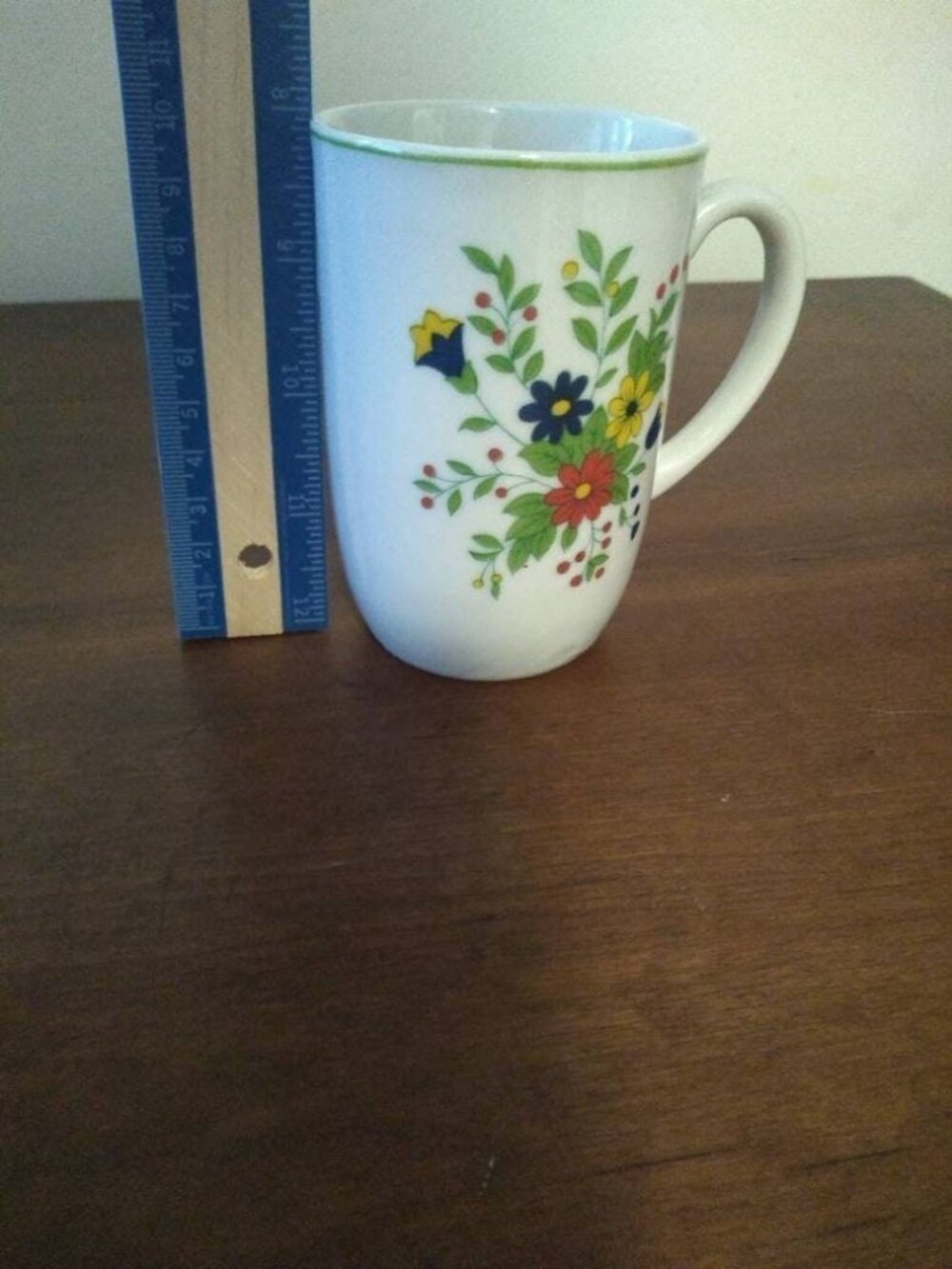 Vintage Knobler flower mug Japan red yellow blue green coffee cup tea - Picture 11 of 12